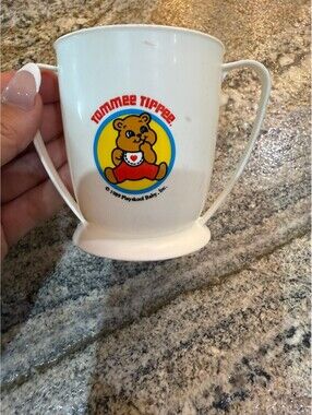 Vintage Tommee Tippee Baby Training Cup with Handles and Measurement Markings